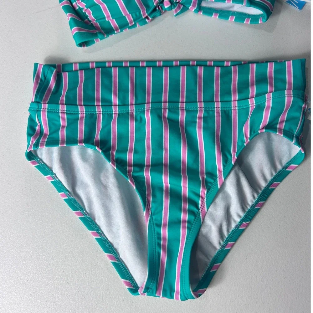 Draper James RSVP Prep In Your Step Striped Bikini Set Green Pink Size Small NEW